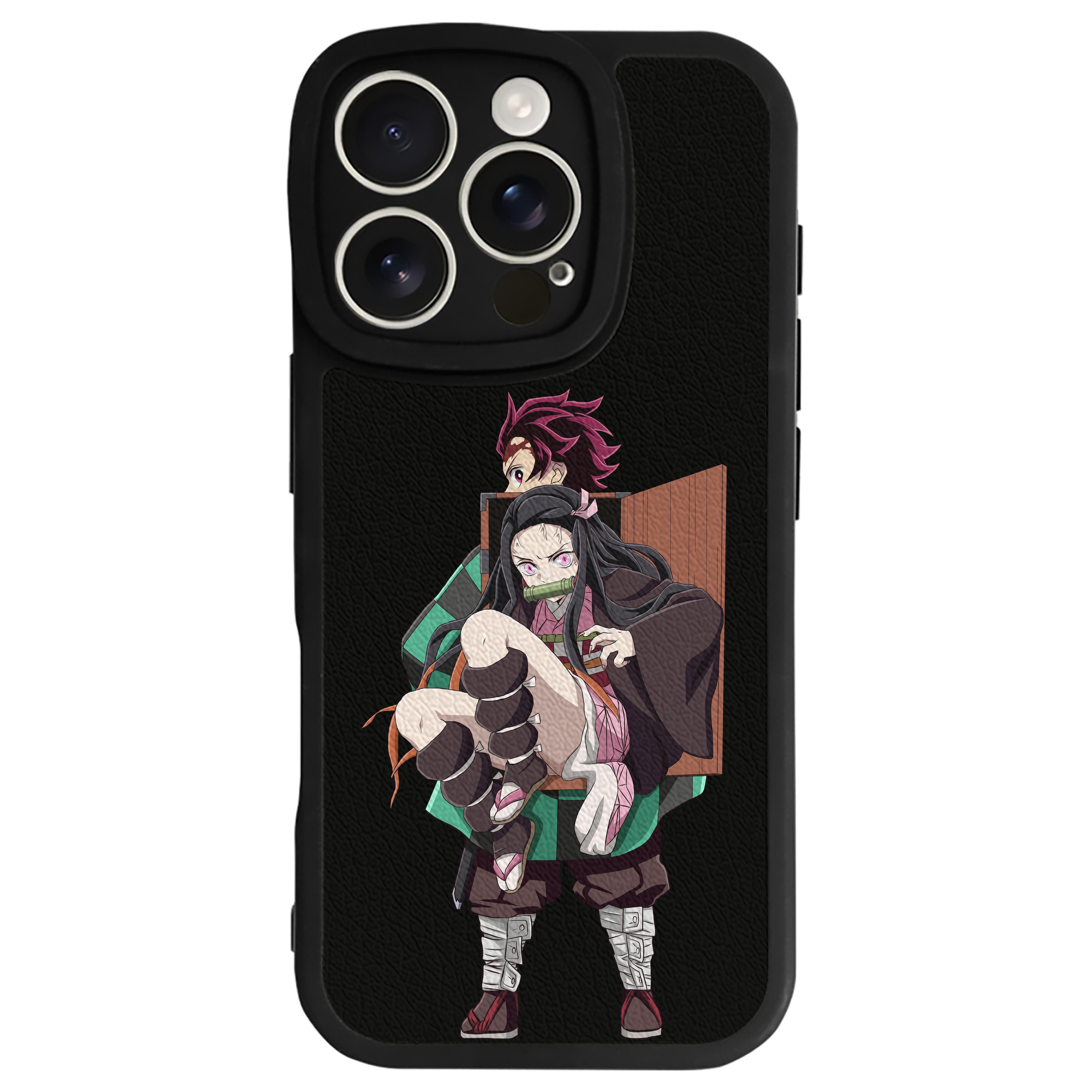 （画像用） 鬼滅の刃（きめつのやいば）竈門 禰󠄀豆子／かまど ねずこ Kamado Nezuko 【iPhone 16シリーズ対応】シリコンスマホケース（レザー調） 材質：シリコン